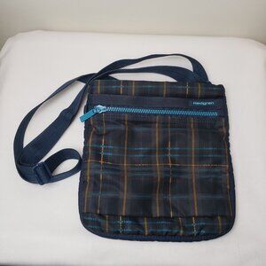 Hedgren Blue Tartan Print Crossbody/Shoulder Bag Slim Profile With RFID 9x9